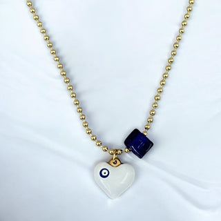 White Enamel Heart Necklace - Georgina Nicol