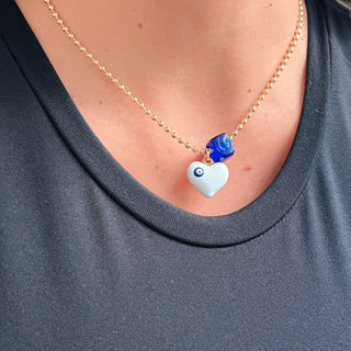 White Enamel Heart Necklace - Georgina Nicol