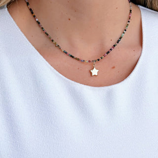 Wish Upon a Star – Tourmaline Necklace with 14K Solid Gold Star - Georgina Nicol