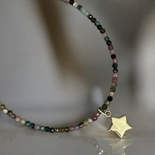 Wish Upon a Star – Tourmaline Necklace with 14K Solid Gold Star - Georgina Nicol