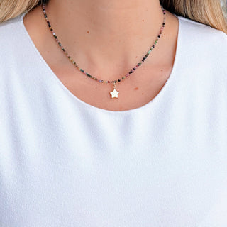 Wish Upon a Star – Tourmaline Necklace with 14K Solid Gold Star - Georgina Nicol