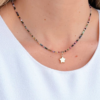 Wish Upon a Star – Tourmaline Necklace with 14K Solid Gold Star - Georgina Nicol