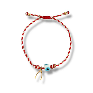 Wishbone & Evil Eye Braided Bracelet - Georgina Nicol