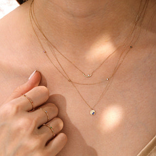 14k Solid Gold White Topaz & Sapphire Necklace - Georgina Nicol