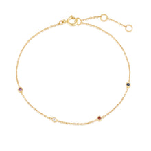 Load image into Gallery viewer, 14k Solid Gold Colorful Gemstone Chain Bracelet, Topaz, Sapphire
