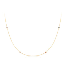 Load image into Gallery viewer, 14k Solid Gold Colorful Gemstone Chain Necklace White Topaz, Sapphire
