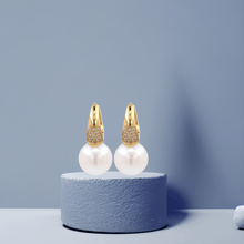 Load image into Gallery viewer, Cz Pearl Hoop Earrings - Georgina Nicol
