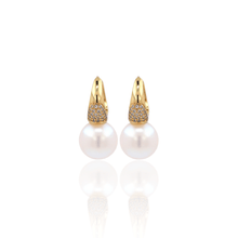 Load image into Gallery viewer, Cz Pearl Hoop Earrings - Georgina Nicol
