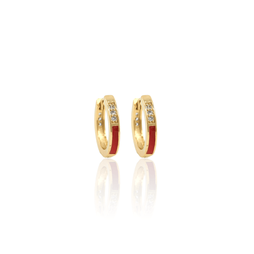 Cz Red Enamel Hoop Earrings - Georgina Nicol