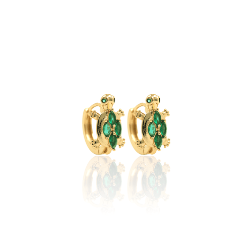 Emerald Turtle Hoop Earrings - Georgina Nicol