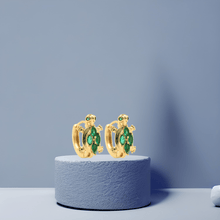 Load image into Gallery viewer, Emerald Turtle Hoop Earrings - Georgina Nicol
