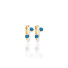 Load image into Gallery viewer, Enamel Turquoise Hoop Earrings
