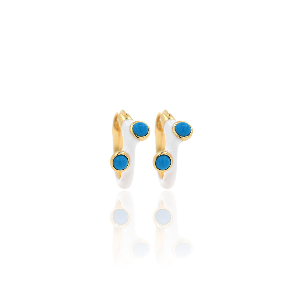 Enamel Turquoise Hoop Earrings