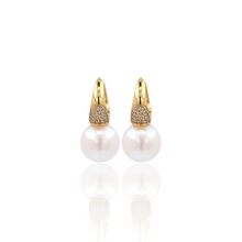 Load image into Gallery viewer, Cz Pearl Hoop Earrings
