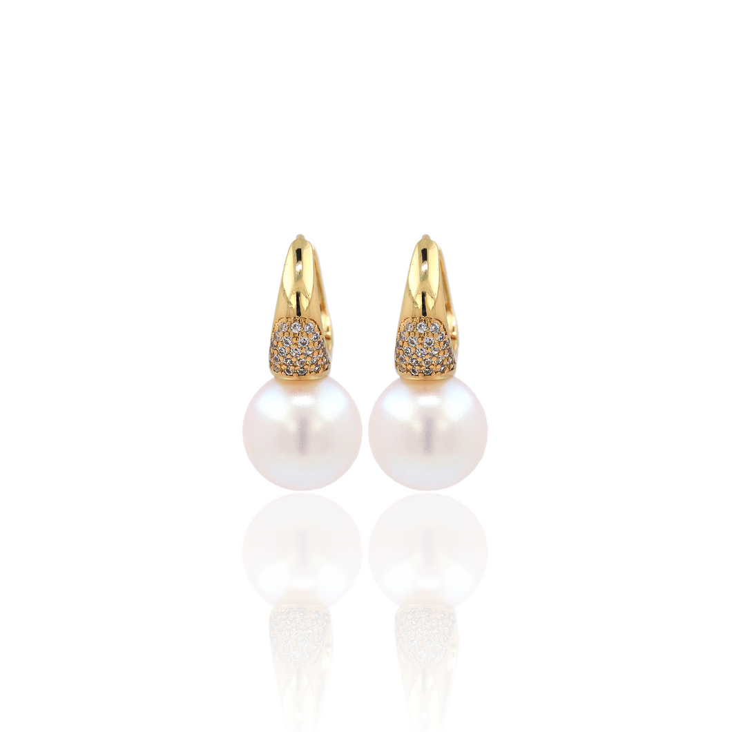 Cz Pearl Hoop Earrings