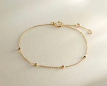 Load image into Gallery viewer, 14k Solid Gold Colorful Gemstone Chain Bracelet, Topaz, Sapphire
