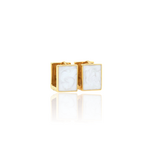 Load image into Gallery viewer, White Enamel Square Earrings
