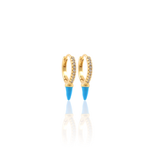 Load image into Gallery viewer, Blue Spike Hoop Earrings
