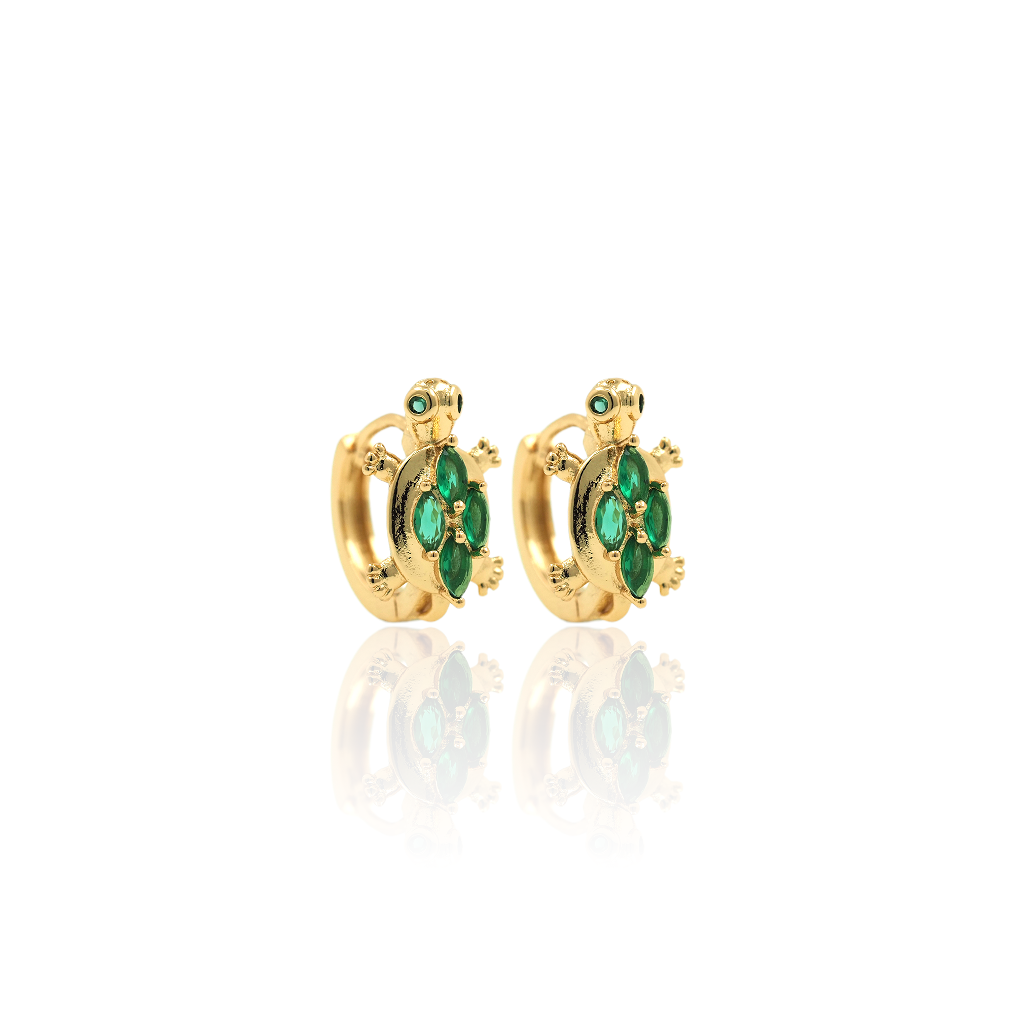Emerald turtle earrings discount
