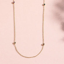 Load image into Gallery viewer, 14k Solid Gold Colorful Gemstone Chain Necklace White Topaz, Sapphire
