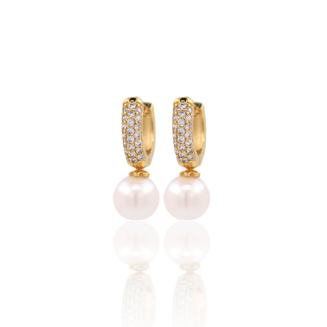Cz Pearl Hoop Earrings