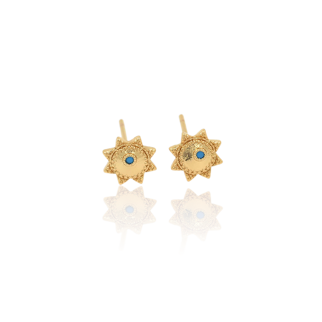 Turquoise Sun Stud Earrings