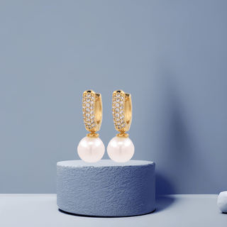 Small Cz Pearl Hoop Earrings - Georgina Nicol