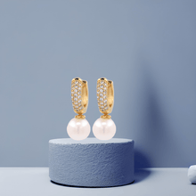 Load image into Gallery viewer, Small Cz Pearl Hoop Earrings - Georgina Nicol
