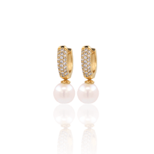 Load image into Gallery viewer, Small Cz Pearl Hoop Earrings - Georgina Nicol
