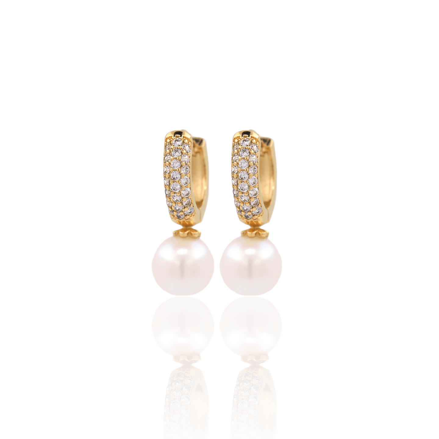 Small Cz Pearl Hoop Earrings - Georgina Nicol
