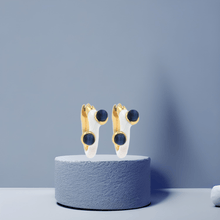 Load image into Gallery viewer, White Enamel Lapis Lazuli Hoop Earrings - Georgina Nicol
