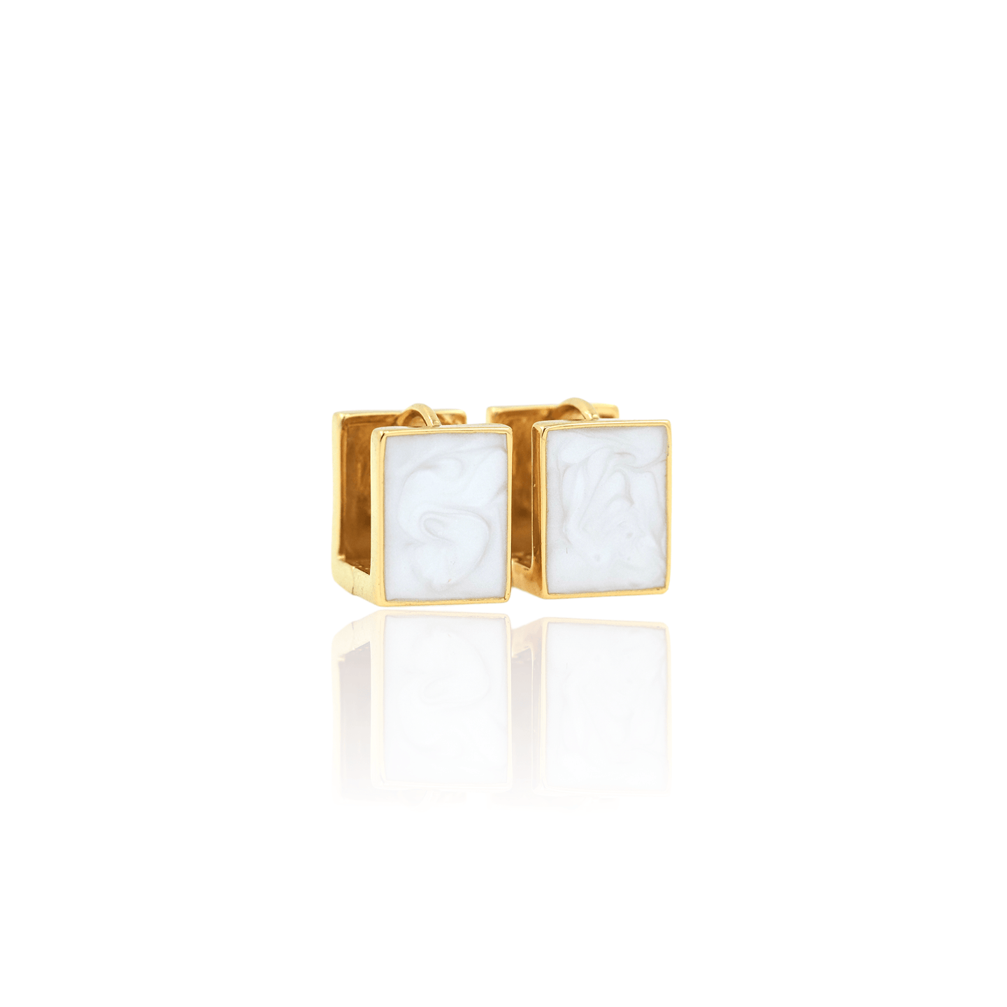 White Enamel Square Earrings - Georgina Nicol