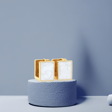 Load image into Gallery viewer, White Enamel Square Earrings - Georgina Nicol
